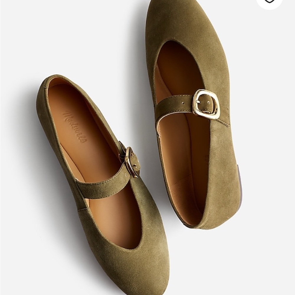 Madewell aged olive The Remy Mary Jane Flat NIB NWT